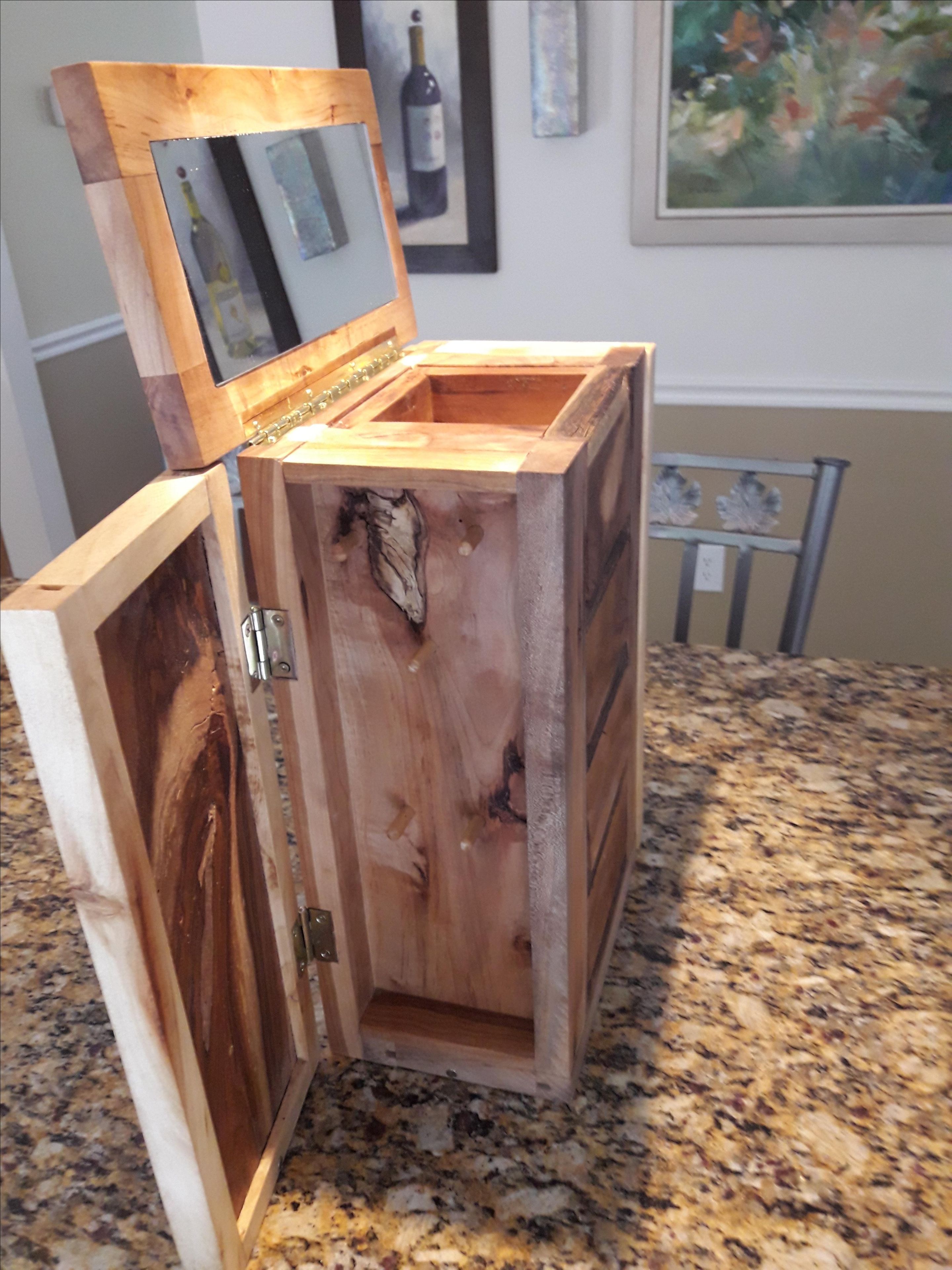 Rustic Four Drawer Jewelry Box With Spalted Cherry And Maple Trim 3 