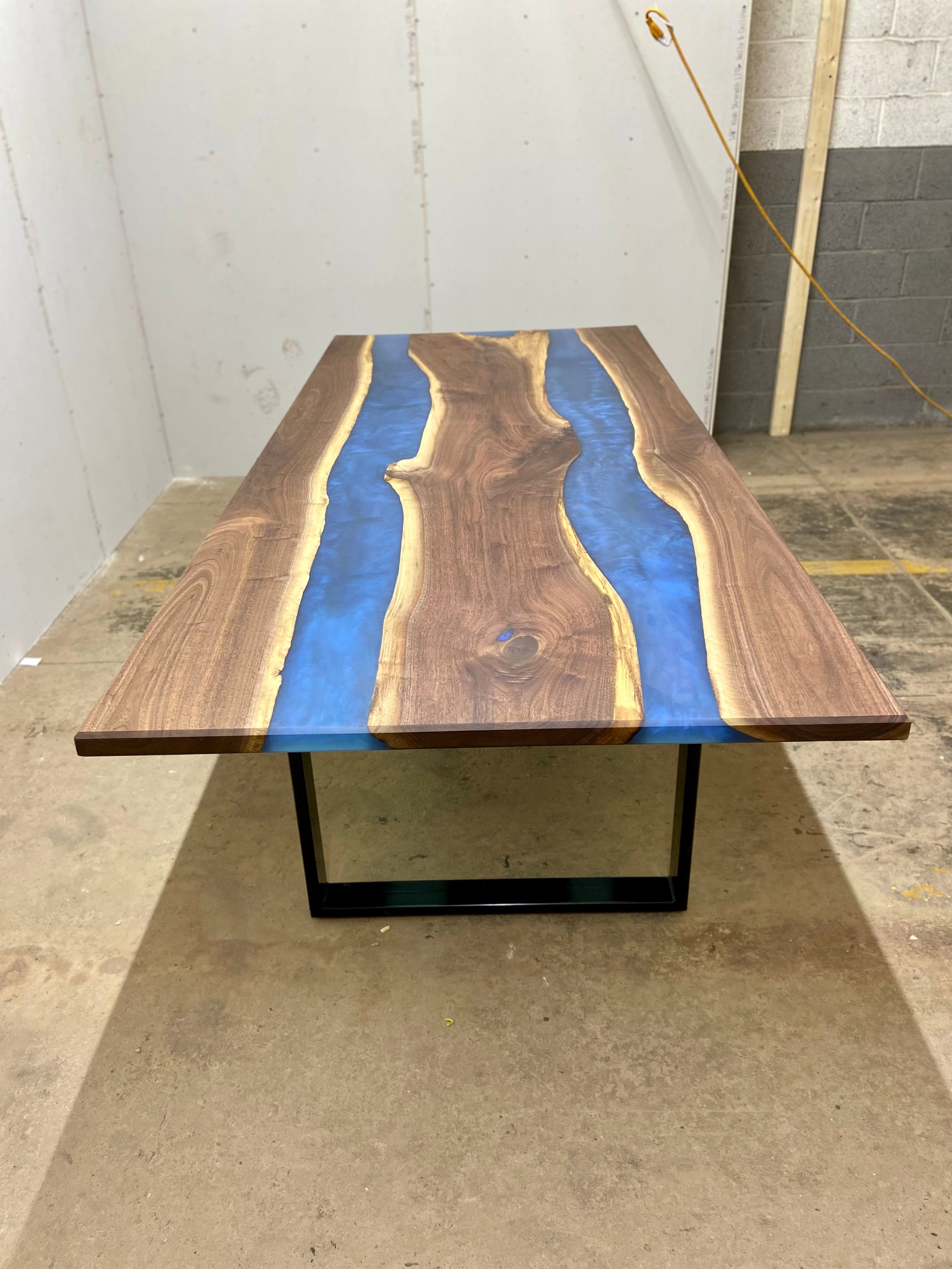 Double River Epoxy Dining Table With U-Shaped Legs 30" X 60" 1