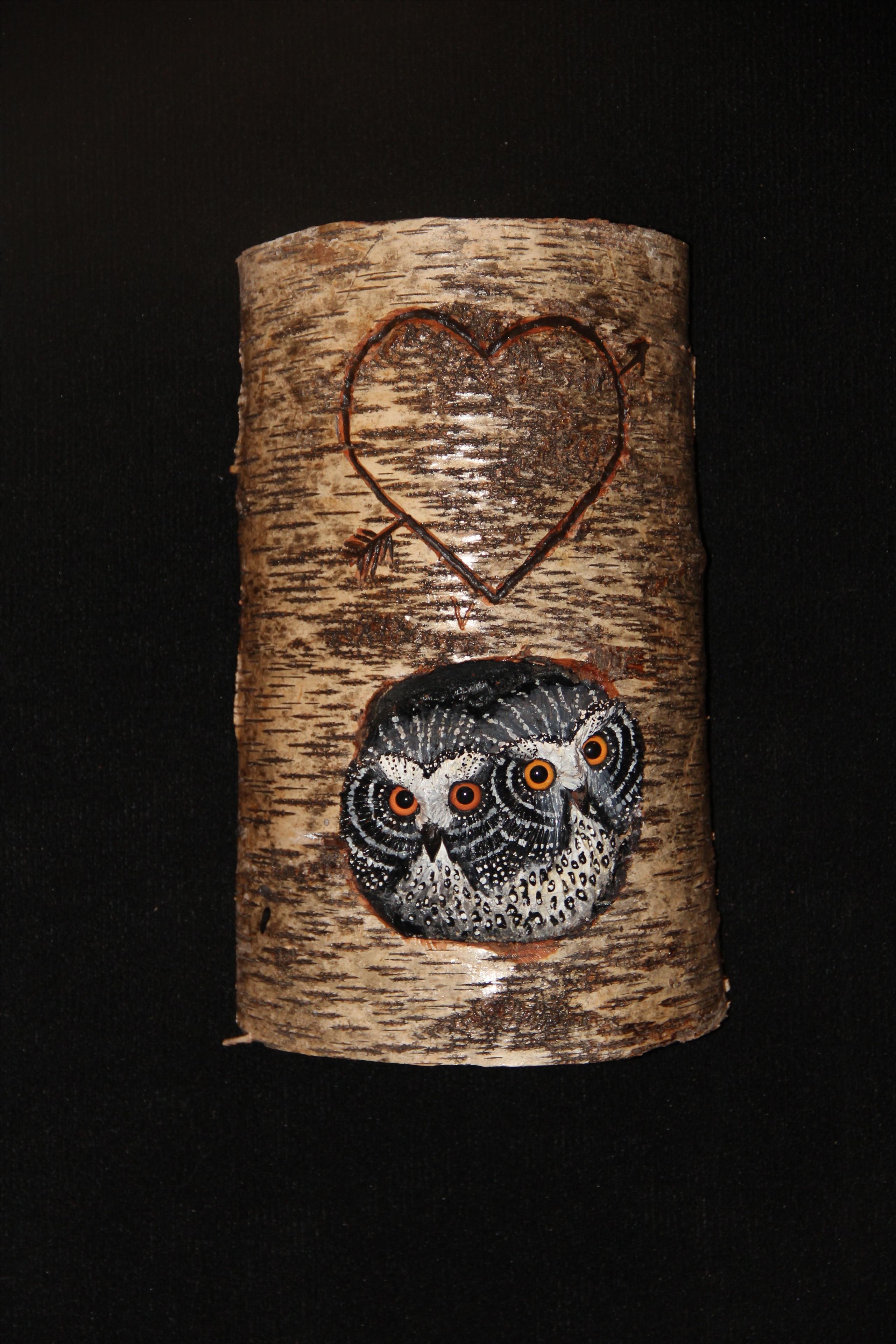 Monogrammed - Anniversary - Wedding - Custom Bird Owl Carving 3 