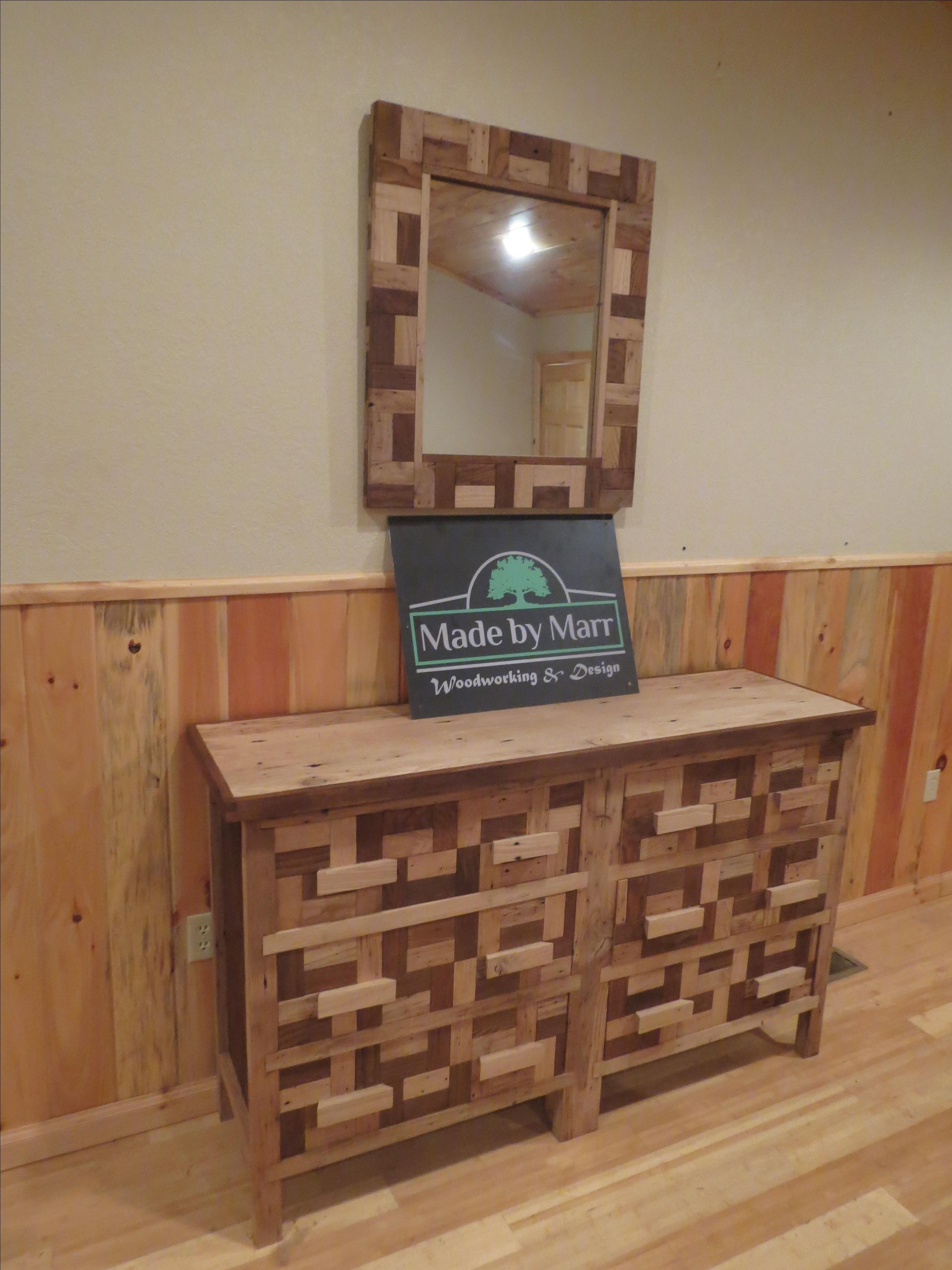 Unique Square Tiled Wormy Chestnut King Bedroom Set 4 