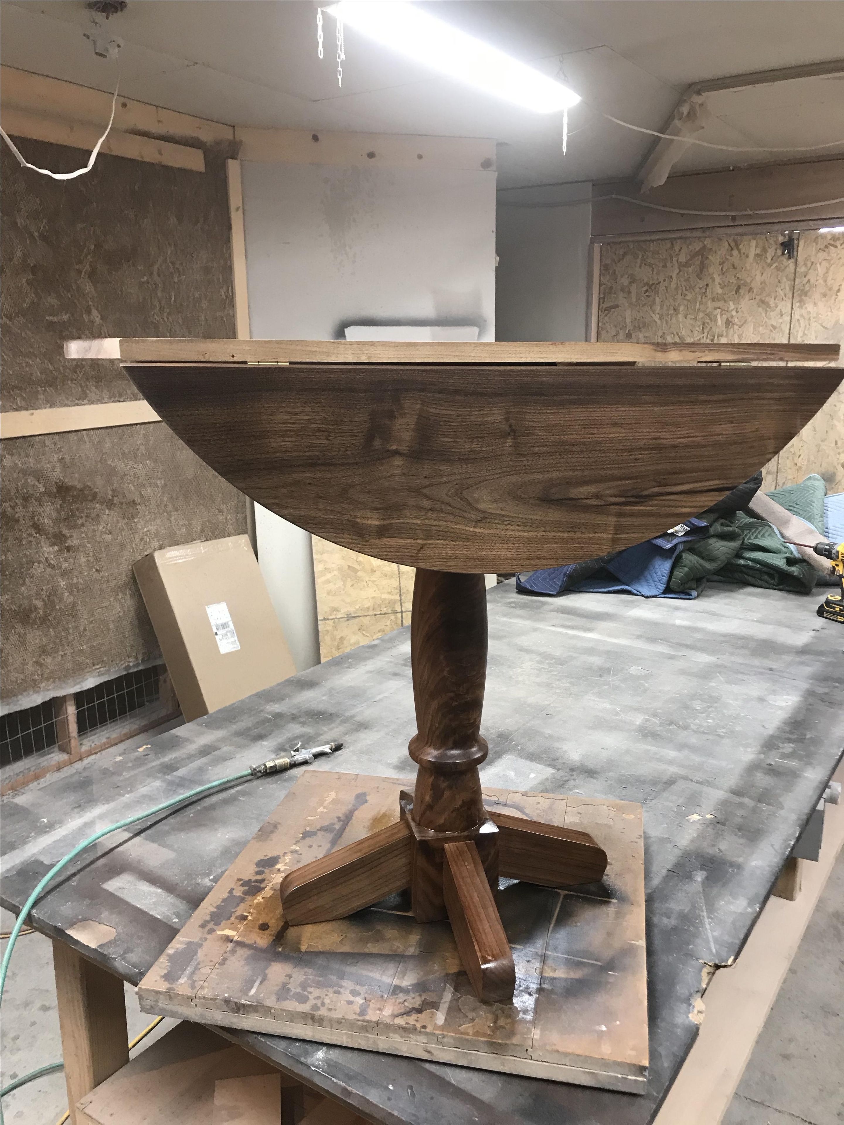 Round Walnut Drop Leaf Table 1