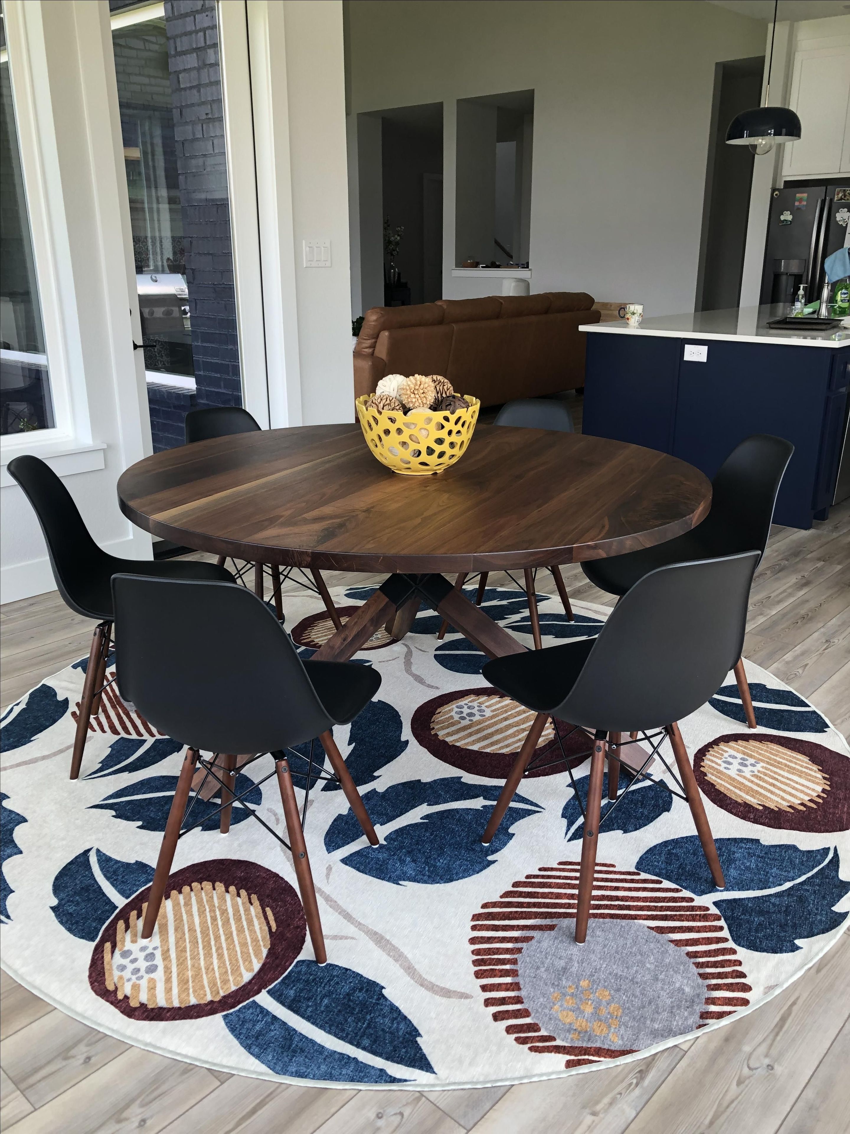 Custom Modern Round Walnut Dining Table 5