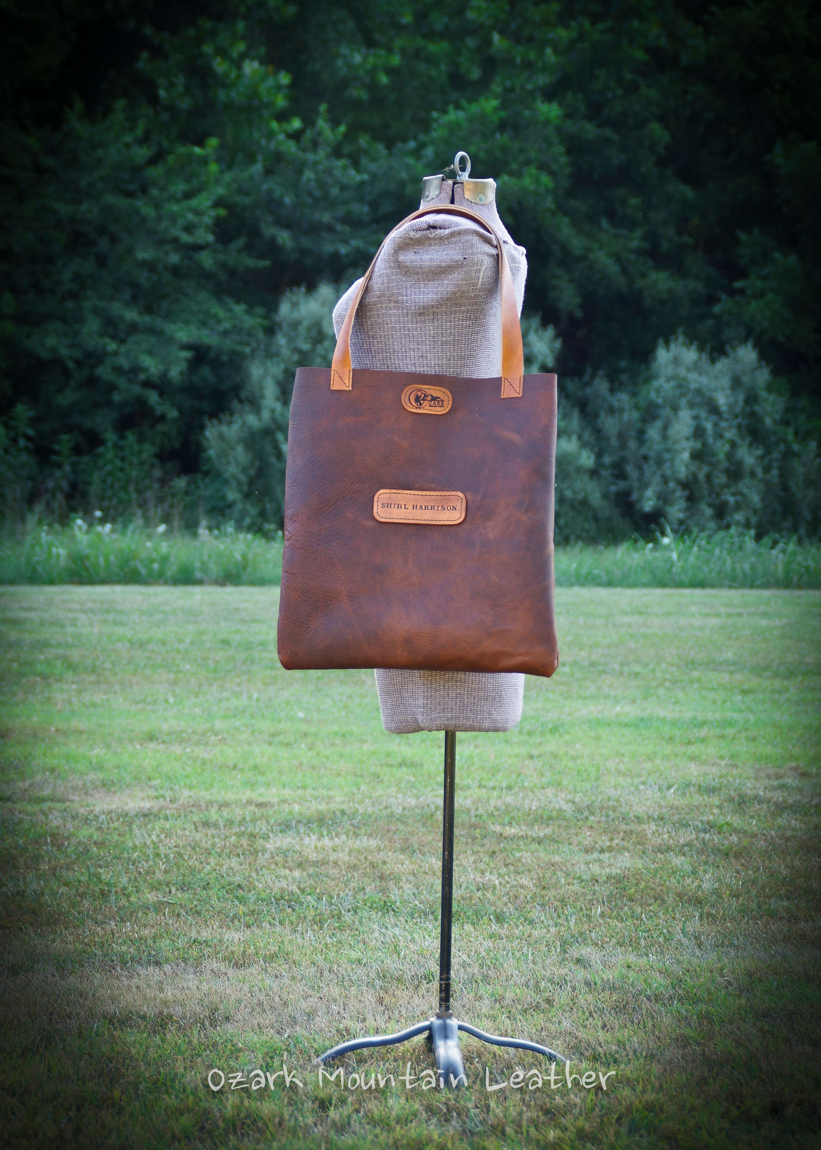 Bison Leather Tote With Or Without Custom Name Or Initials On The Front 2