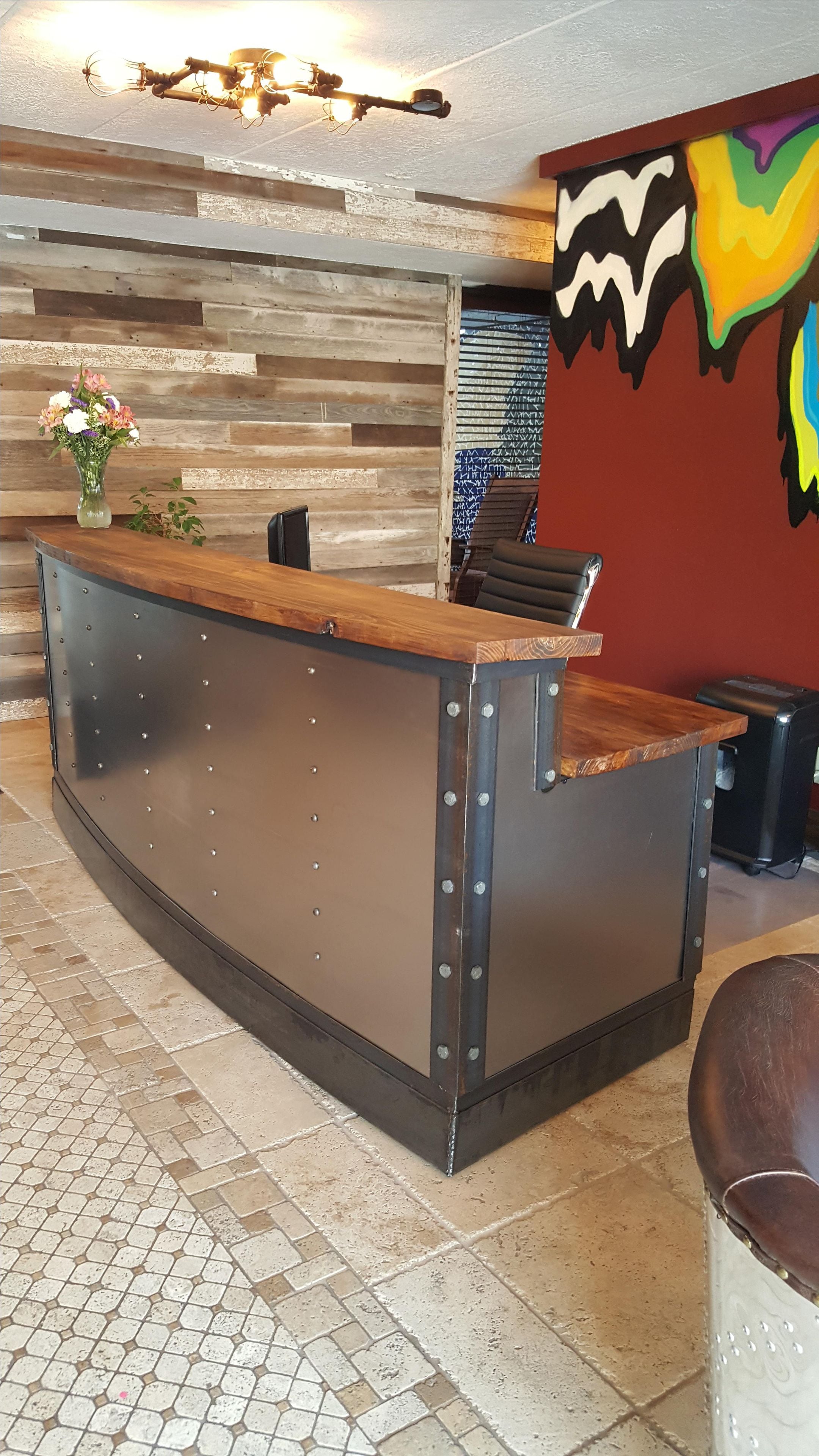 Modern Metal Industrial Reception Desk 4