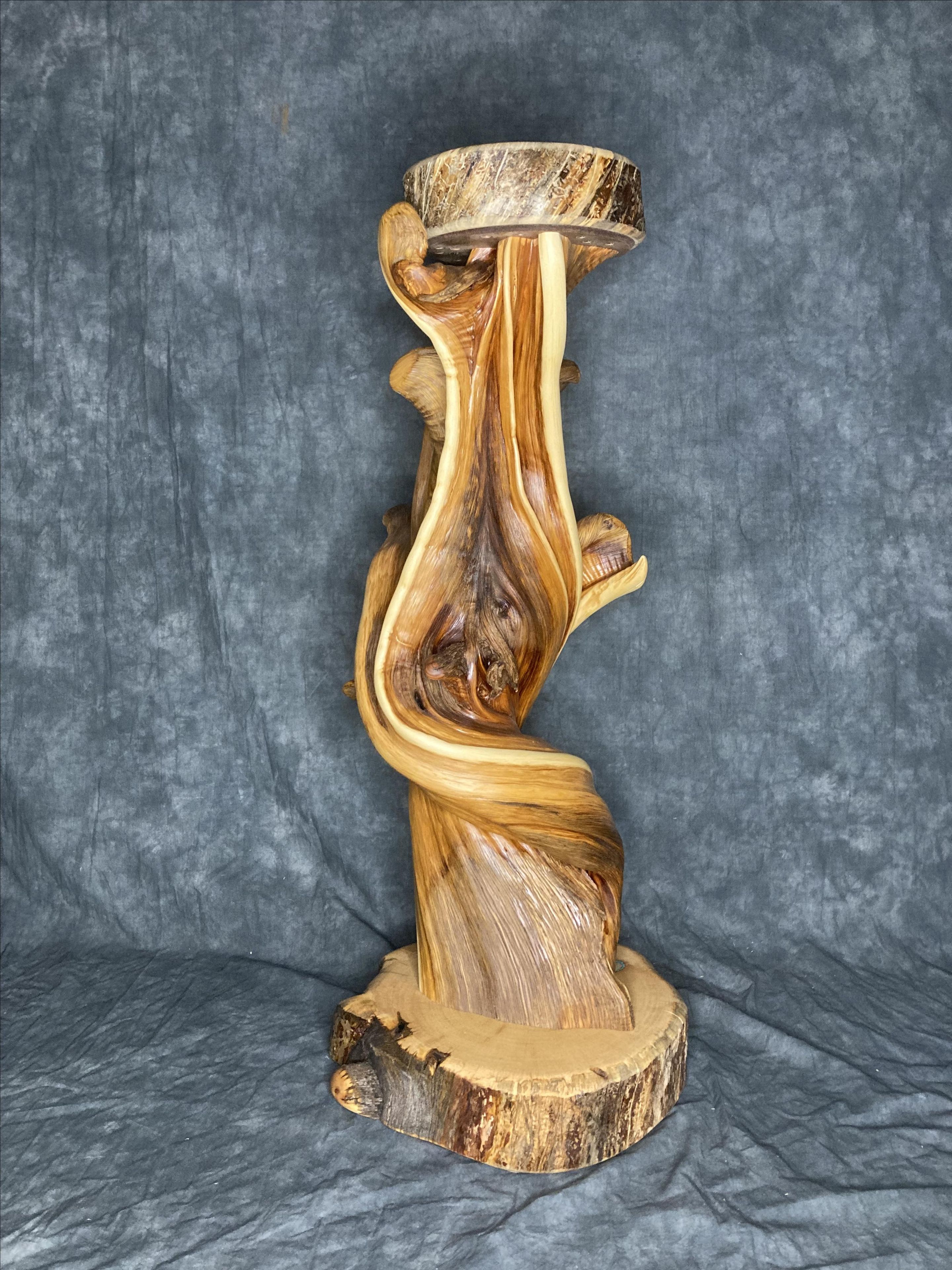 Twisted Juniper Taxidermy Pedestal With Turquoise 3 