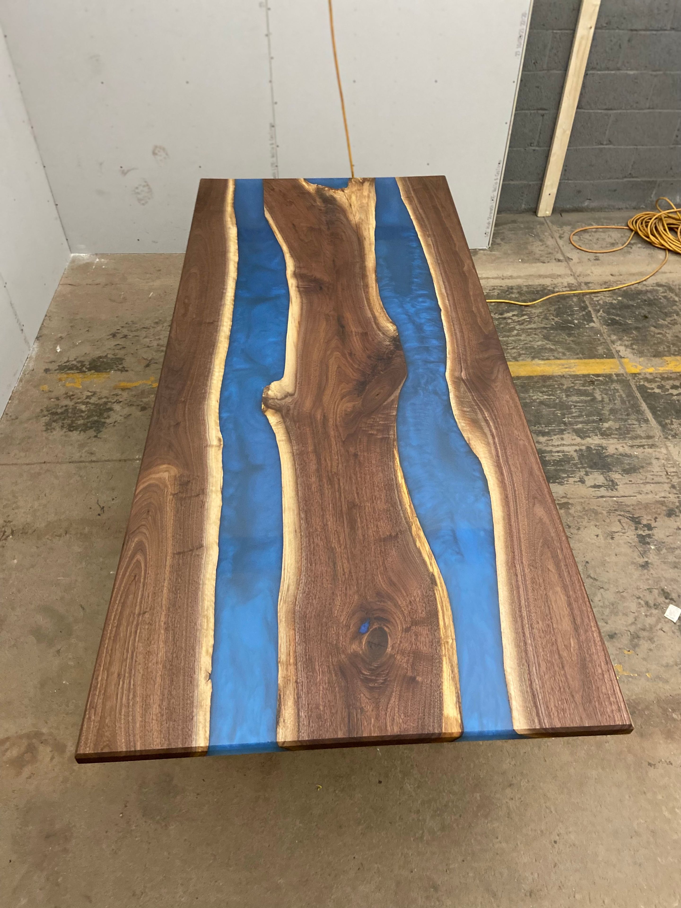 Double River Epoxy Dining Table With U-Shaped Legs 30" X 60" 3