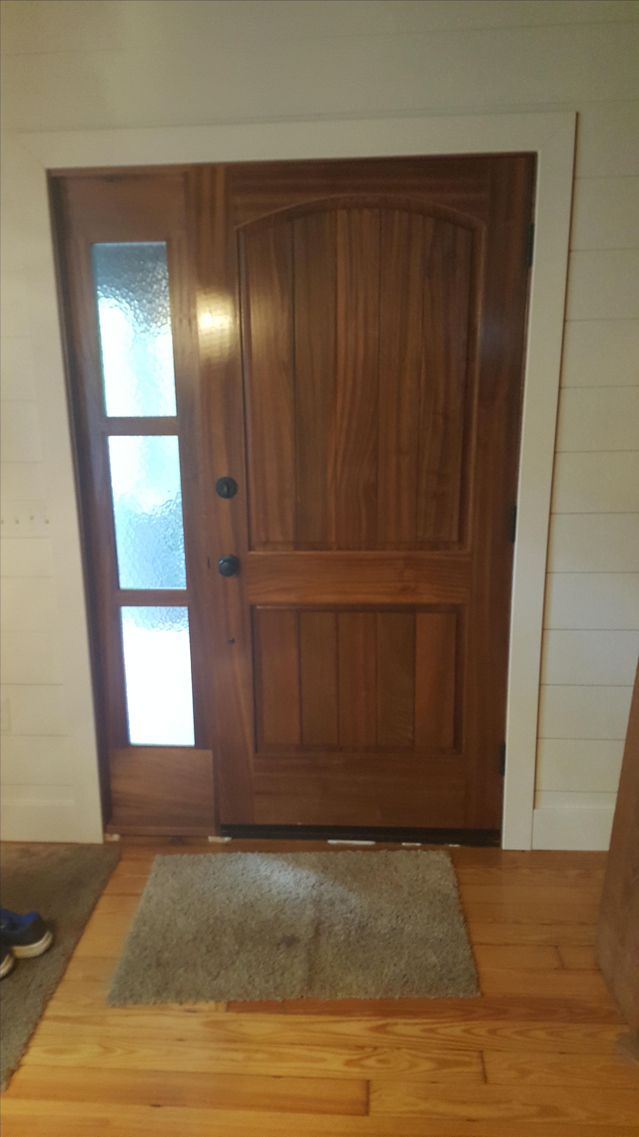 Sapele Exterior Door With Triple Glass Sidelight 3