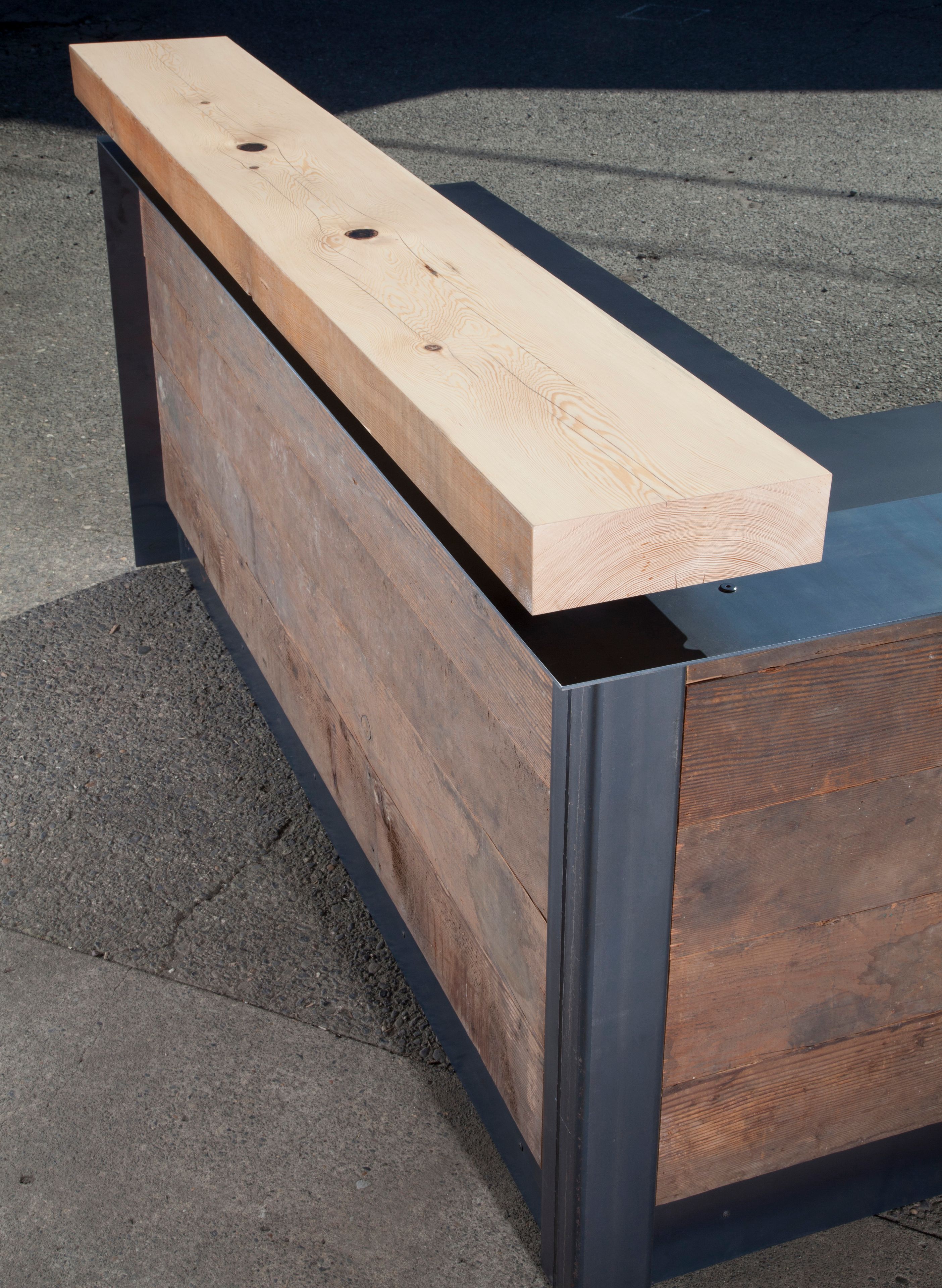 Reclaimed Reception Desk With Metal Wrap 6 
