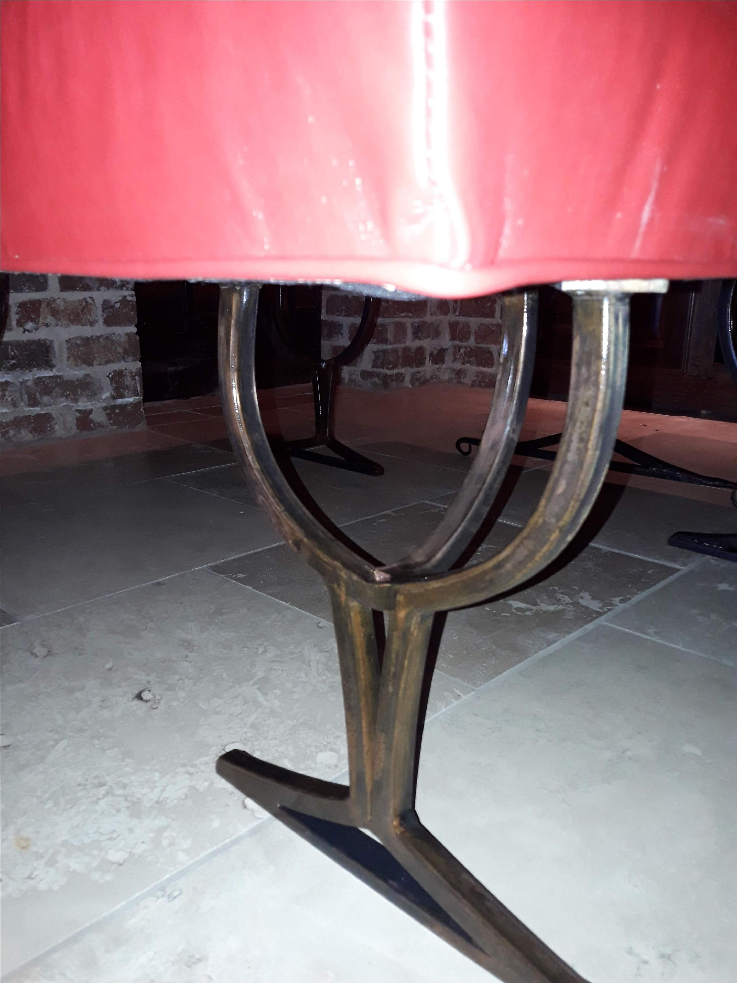 Live Edge Pecan Wine Tasting Table And Authentic Leather Covered Benches 3 