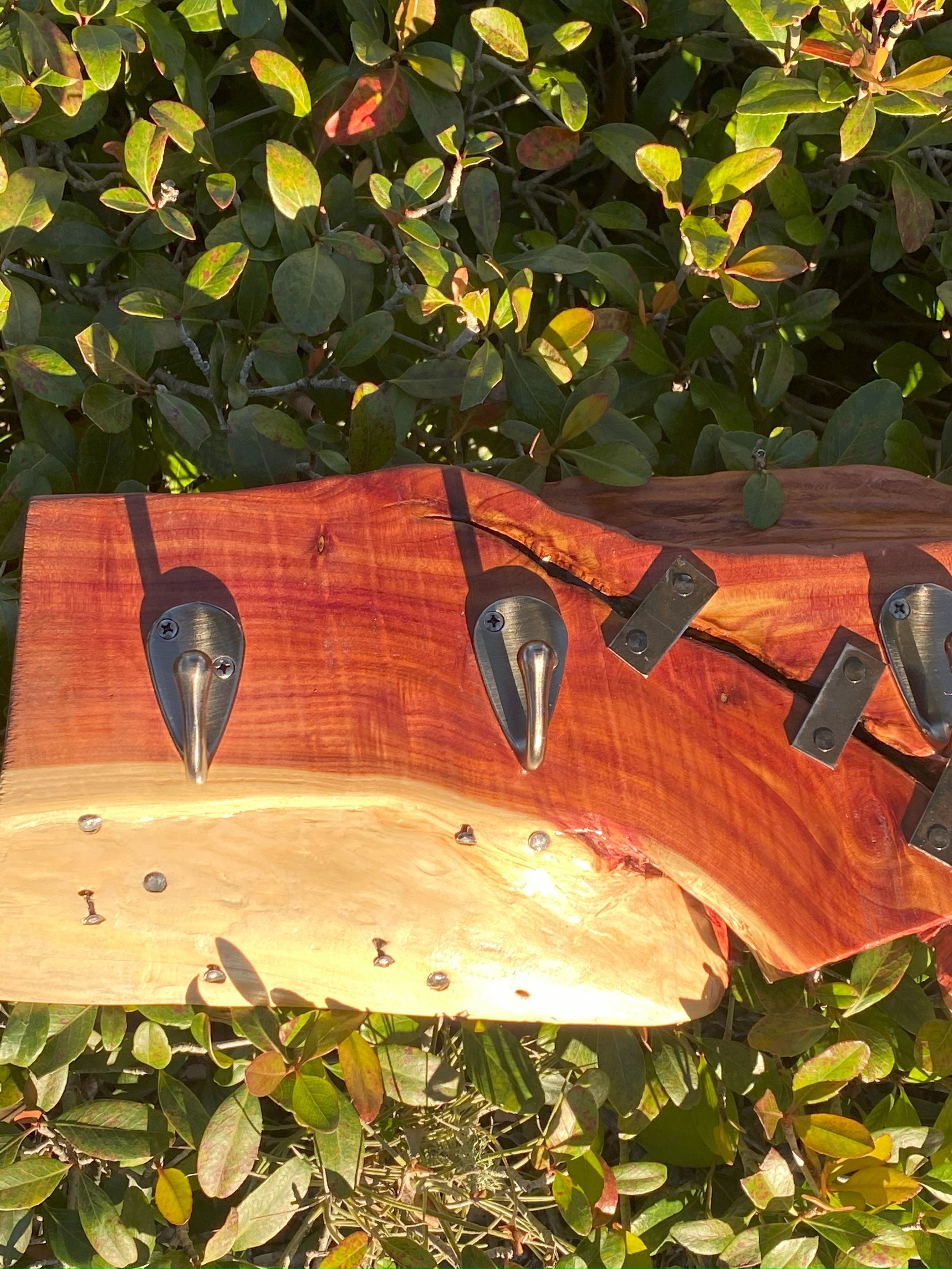 Live Edge Cedar Wood And Metal Hanger Coat Rack 2