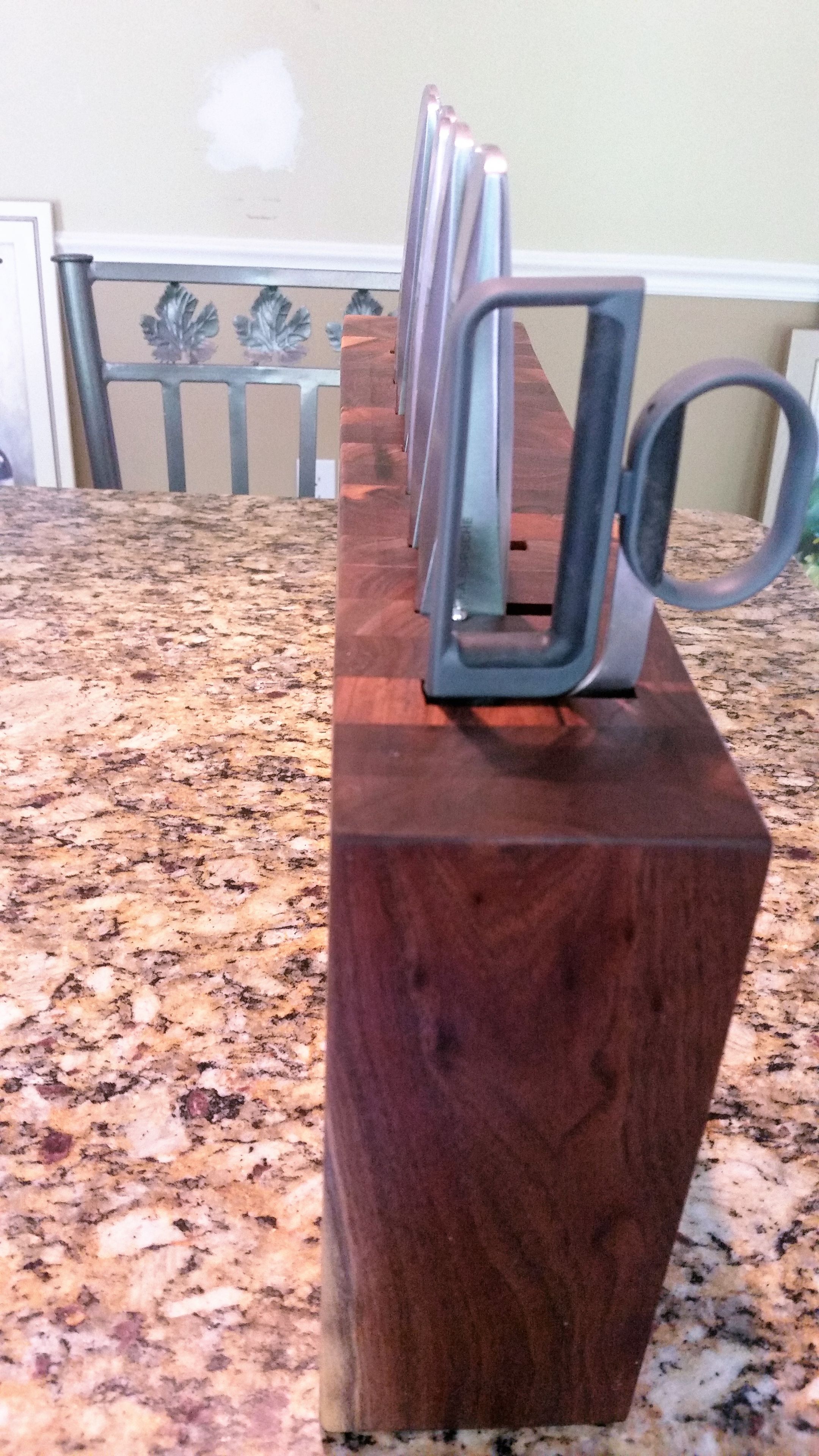 Custom Made Walnut Vertical Hand Crafted Chef's Knife Block 3 