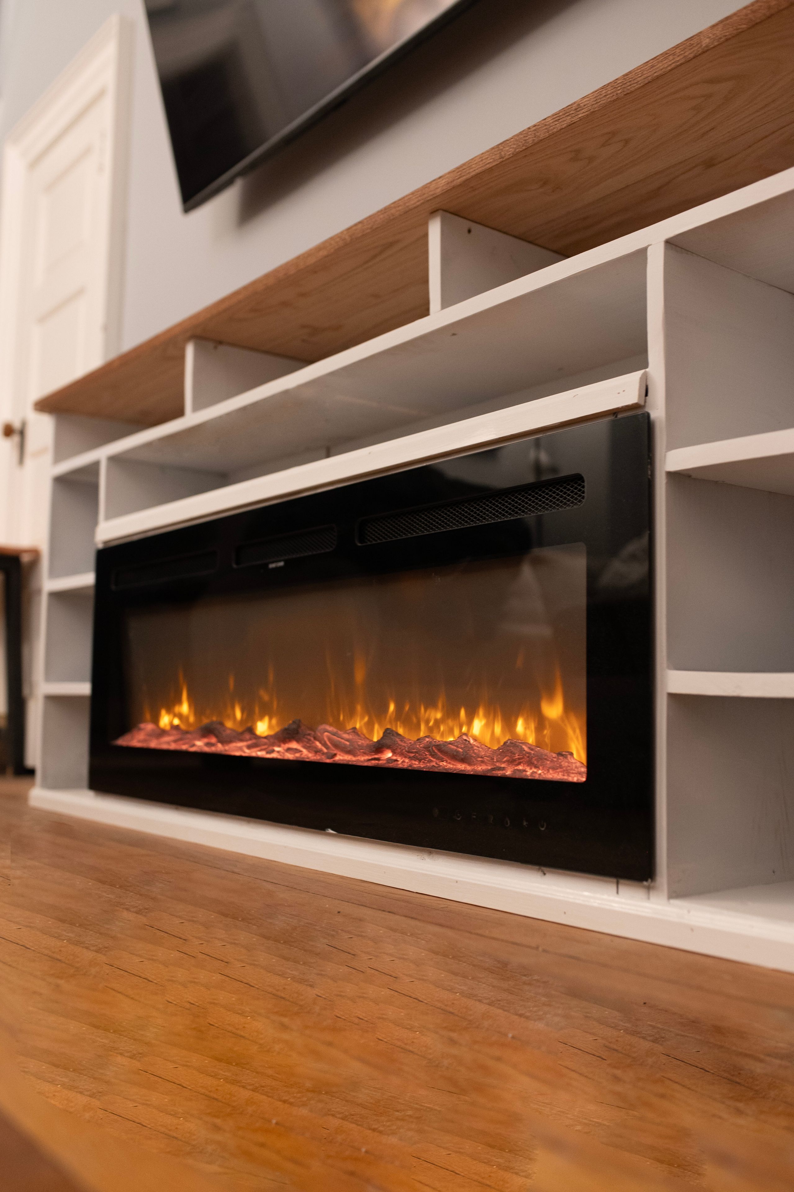 Electric Fireplace Tv Stand - Handcrafted Media Console With Storage  6 