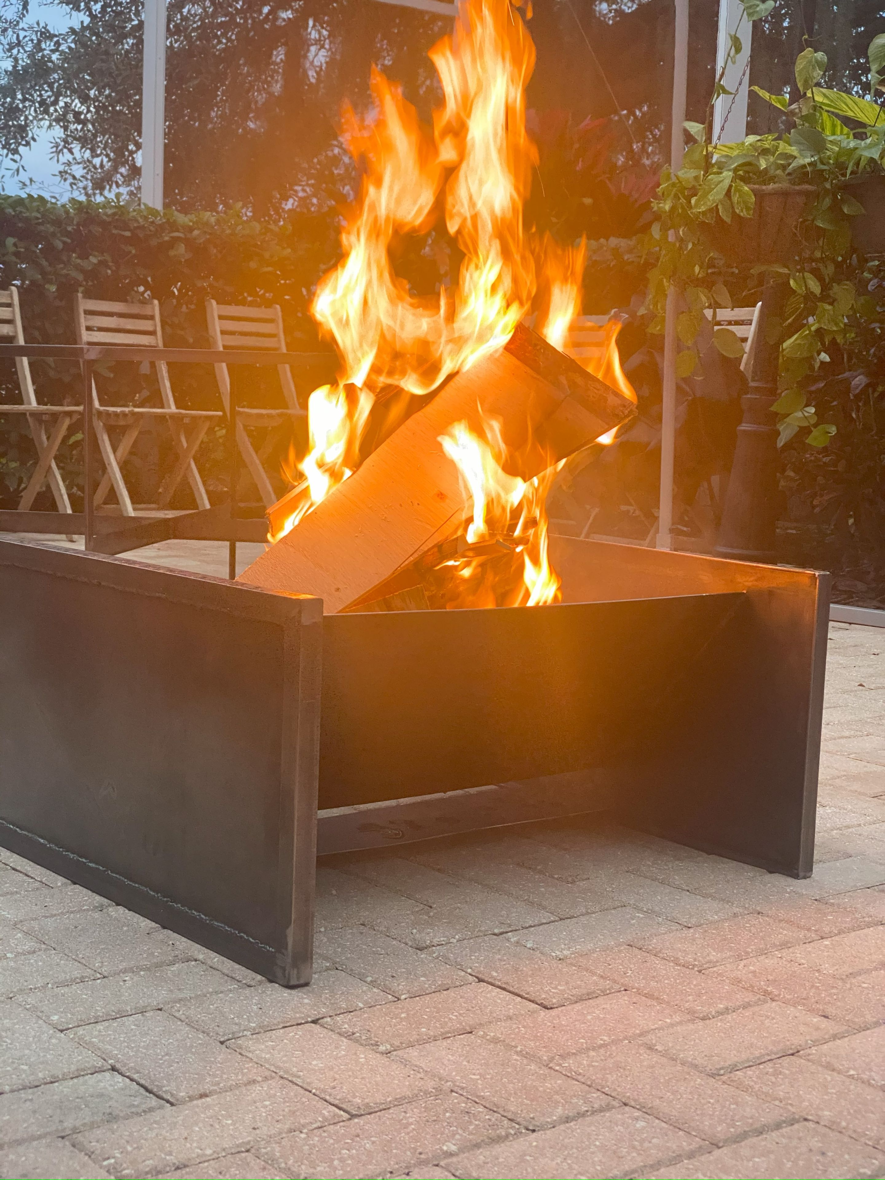 Metal Fire Pit, Outdoor Fire Pit, Square Wood Burning Fire Pit, Outdoor Home Decor 4