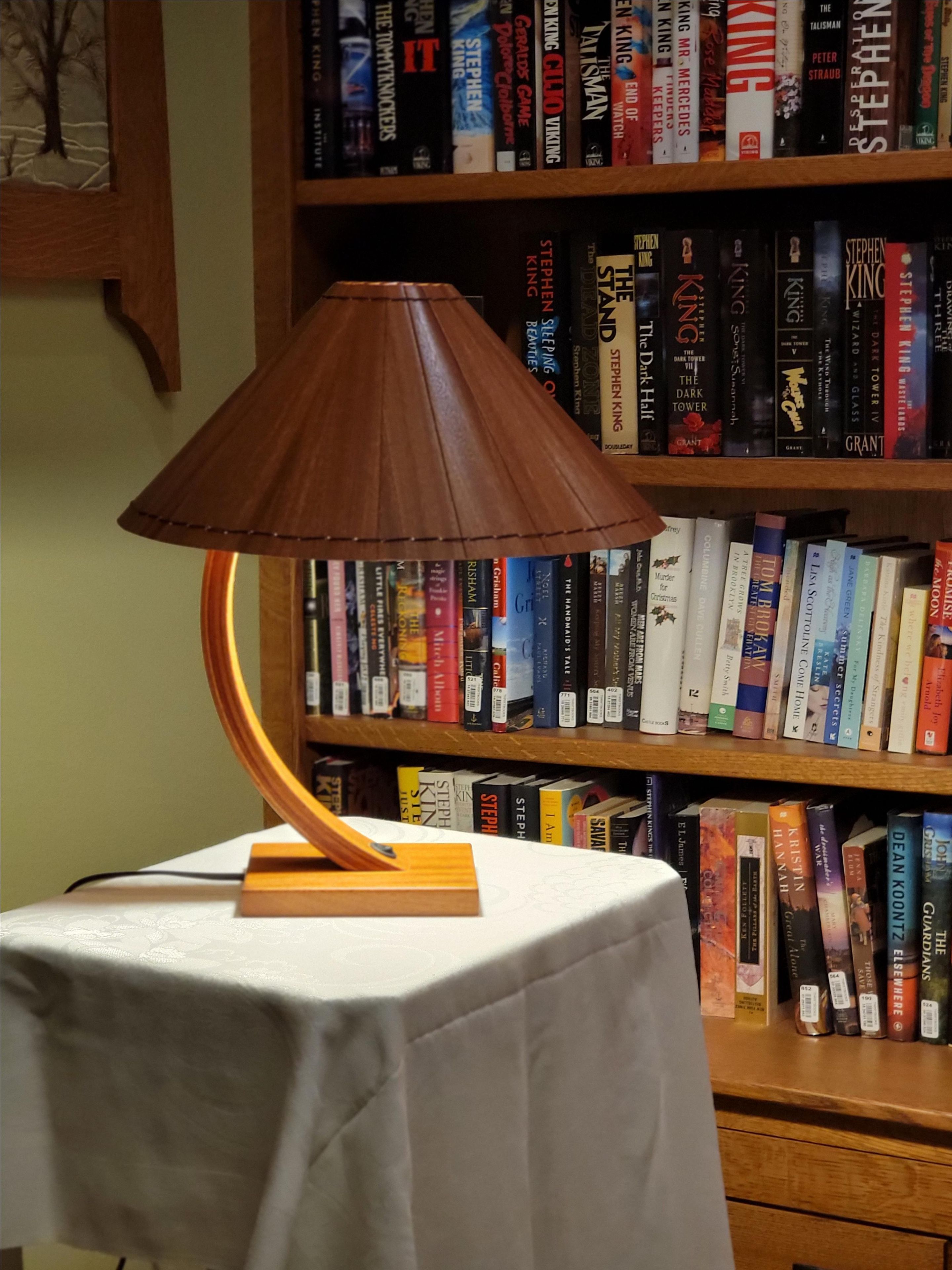 Handmade Customizable Desk Lamp And Wood Veneered Shade