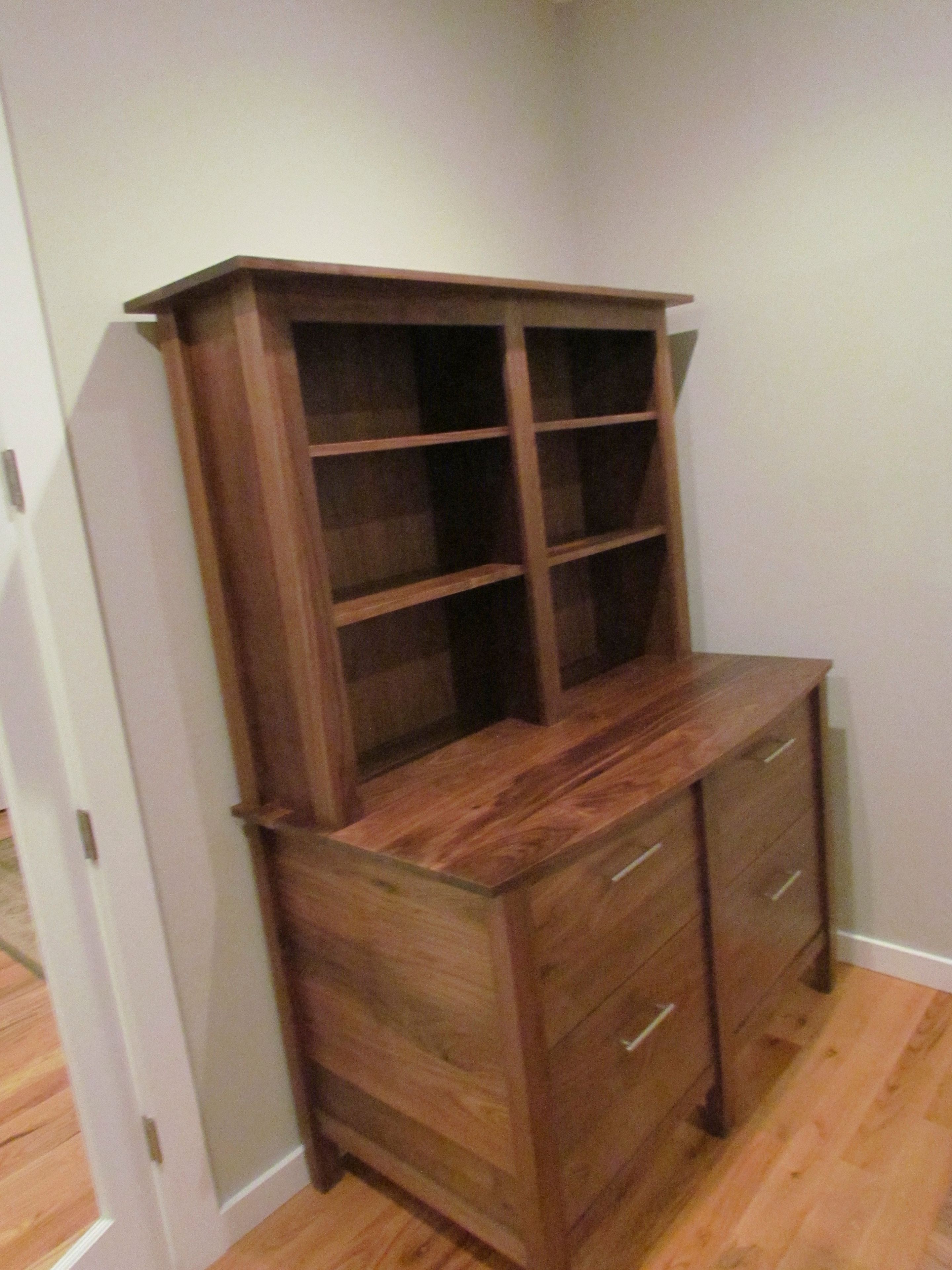 Solid Walnut Book Case File Drawers 3