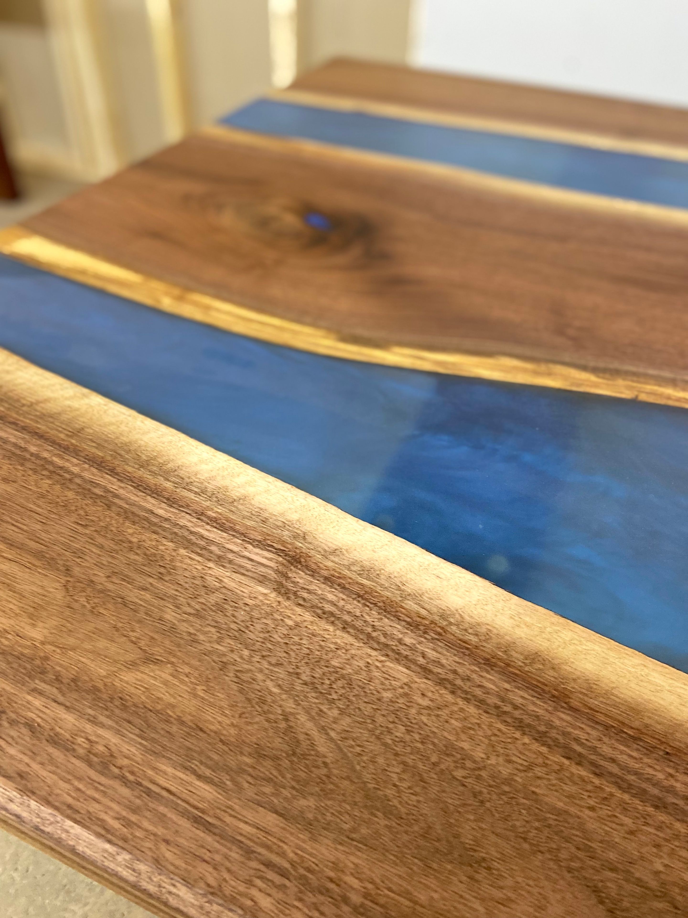 Double River Epoxy Dining Table With U-Shaped Legs 30" X 60" 4