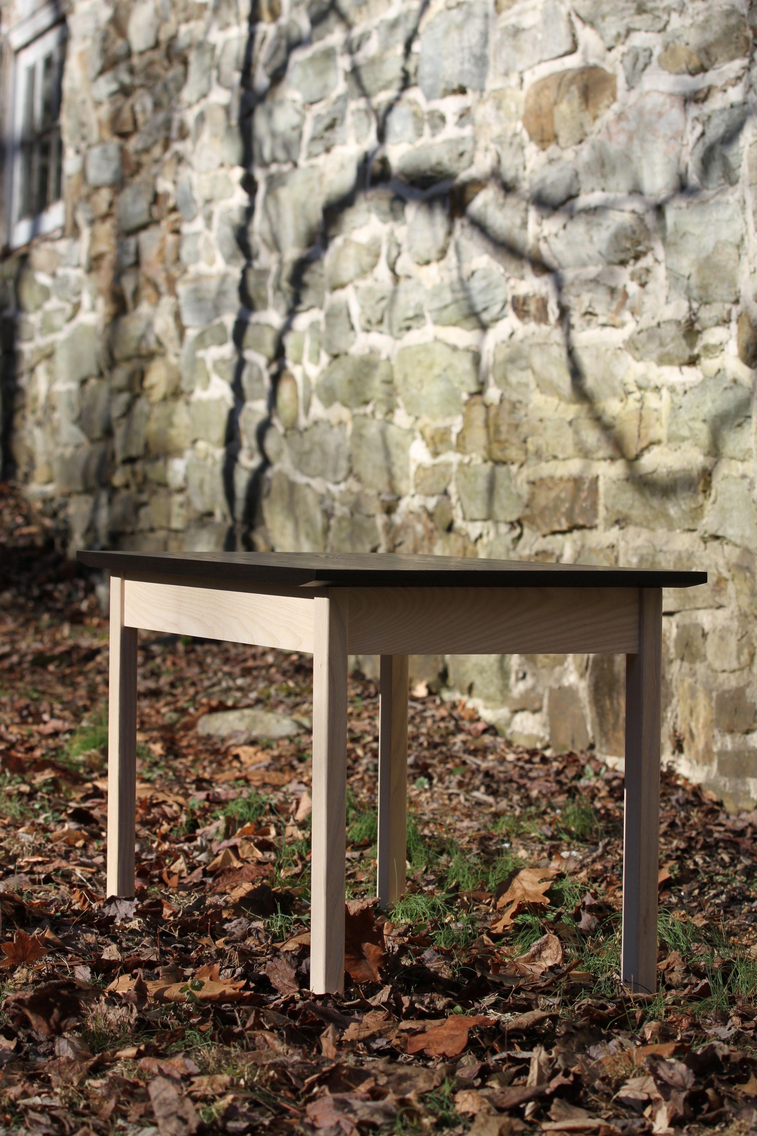 Black And White Ash Coffee Table - Black Top, Whitewashed Base 6 