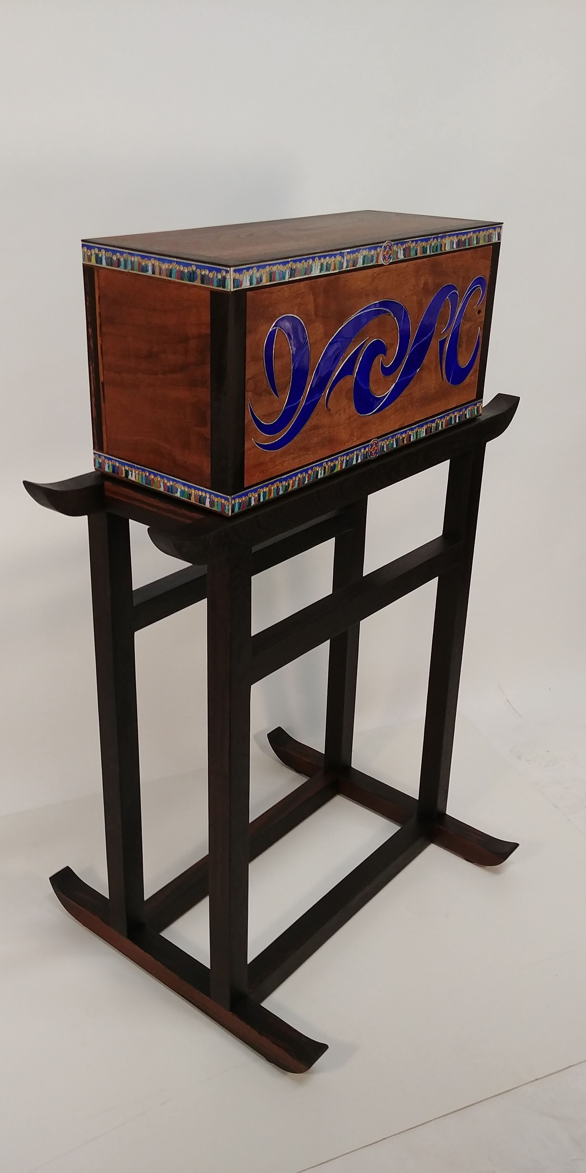 All-Saints Episcopal Church Aumbry In Walnut And Wenge With Silver Enamel And Cloisonne 3 